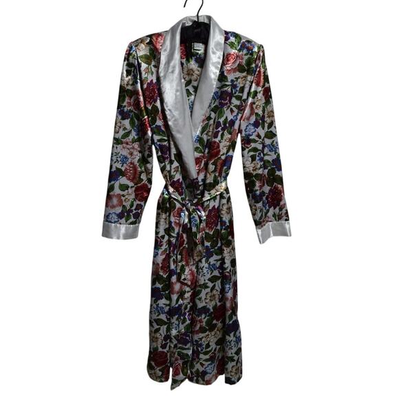 Vintage Sleep Club Floral Satin Robe Size Large - Picture 1 of 9